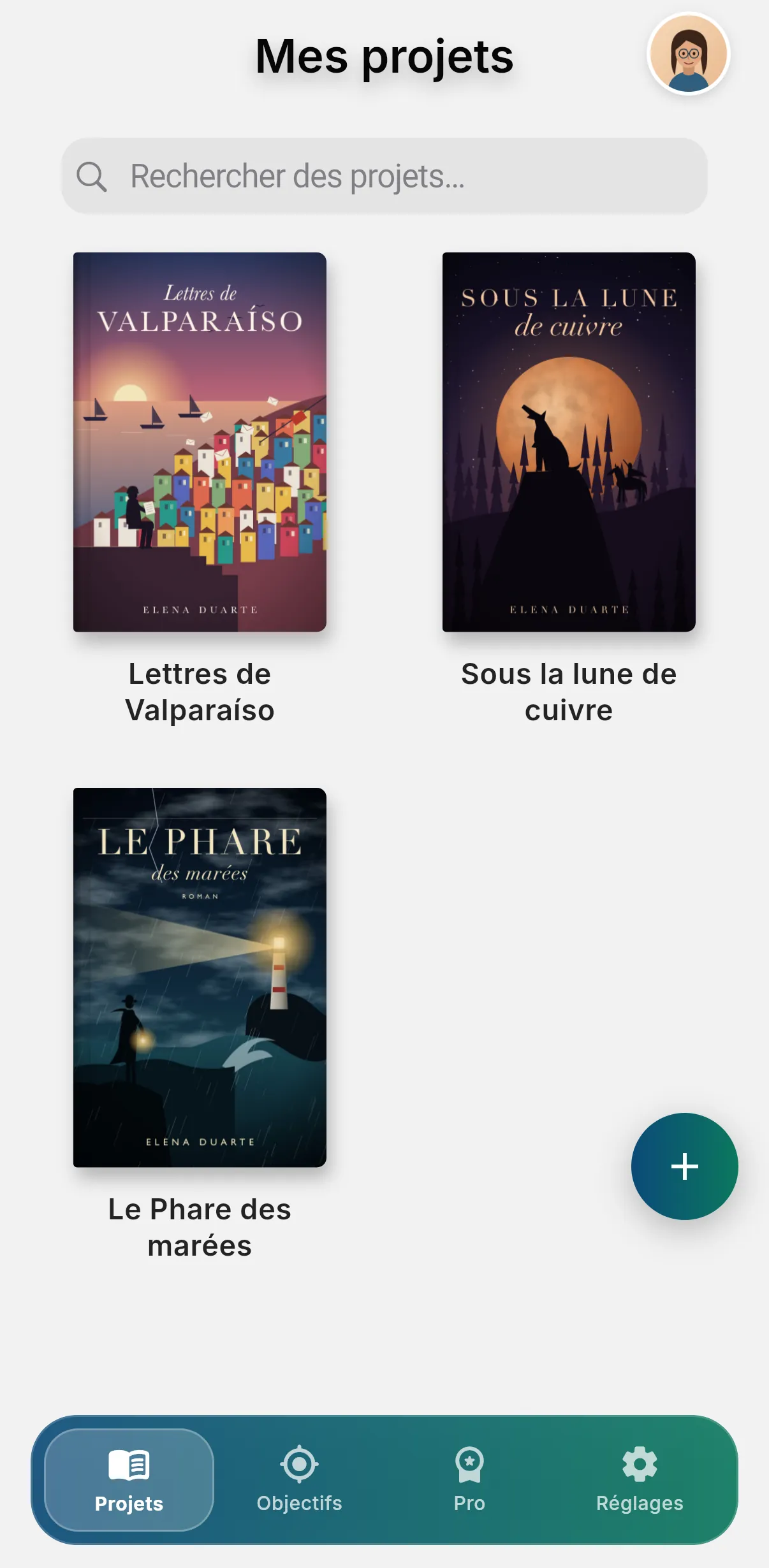 Écran des projets d’Other Twist