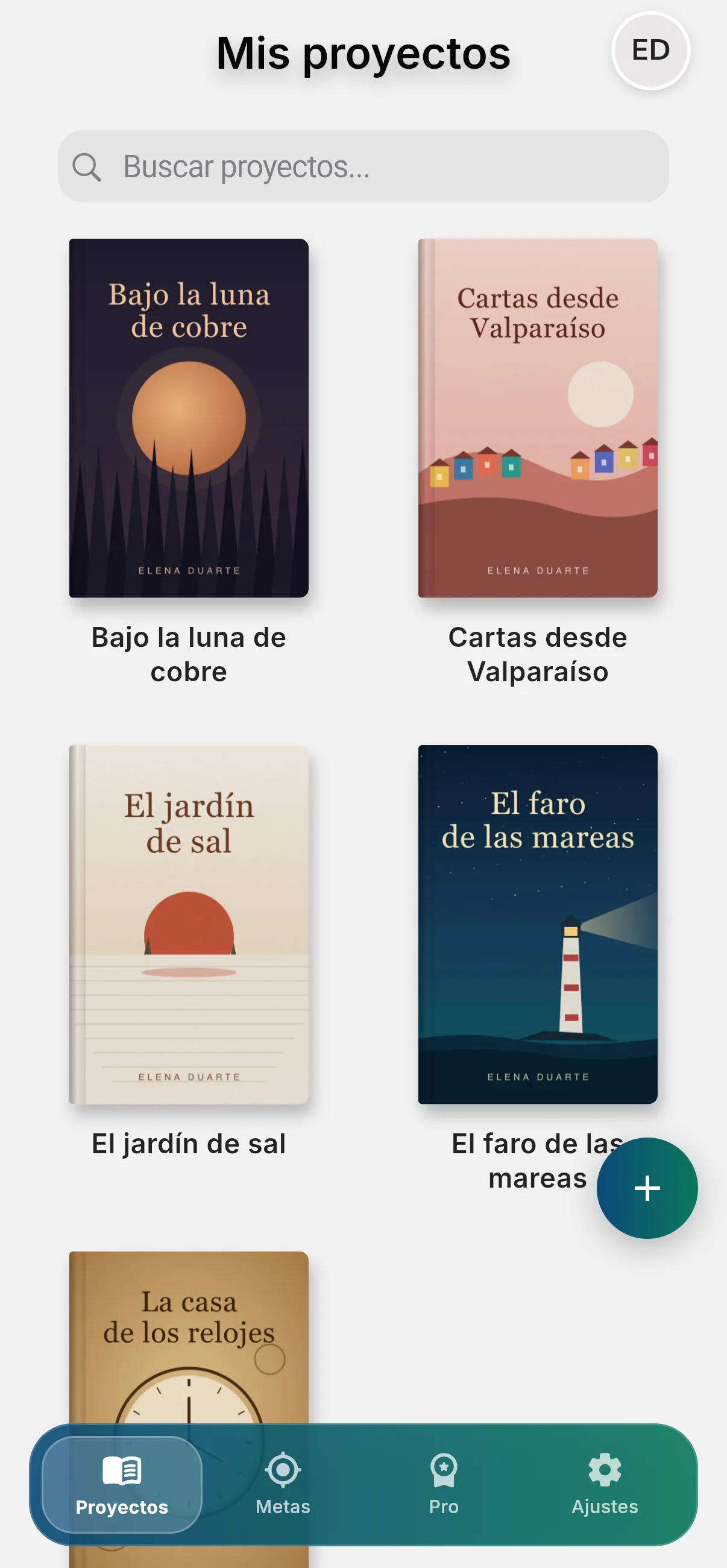 Pantalla de proyectos de Other Twist